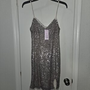 Wild Fable Silver Sequin Mini Dress